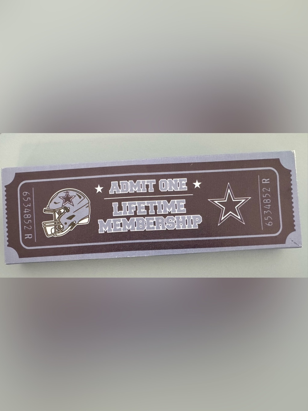Dallas Cowboys NFL Lifetime Membership Ticket Wall Sign - Brown decor football